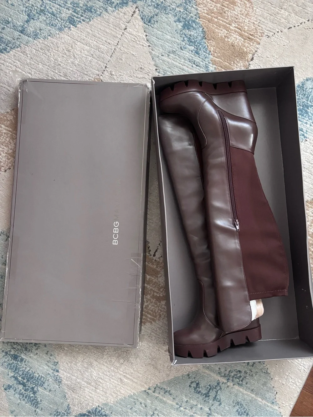 BCBGMaxAzria Dark Brown Knee High Wedge Boots